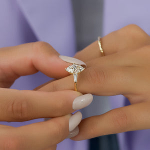 The Liv Set With A 3 Carat Marquise Lab Diamond