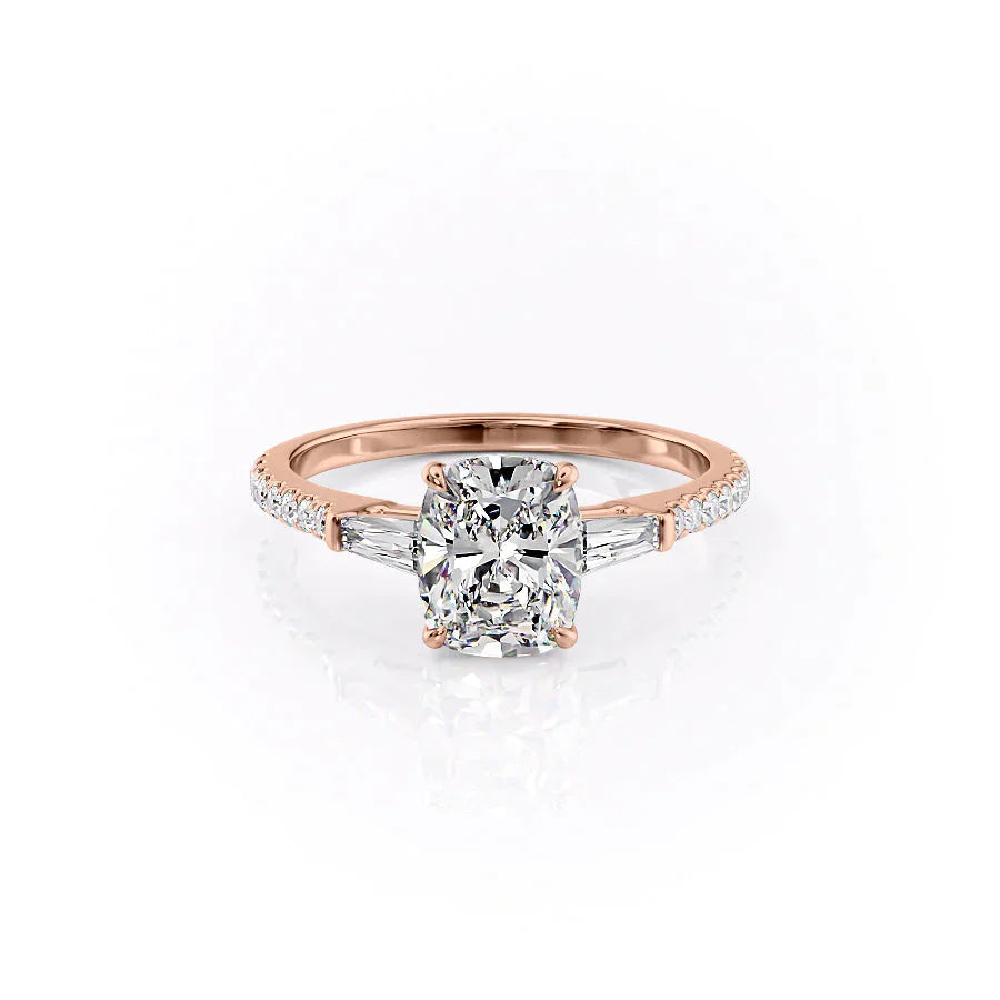 The Pave Liv Set With A 1.5 Carat Elongated Cushion Lab Diamond