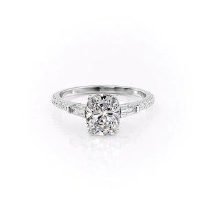 The Pave Liv Set With A 2.5 Carat Elongated Cushion Moissanite