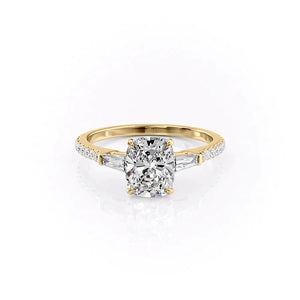 The Pave Liv Set With A 2.5 Carat Elongated Cushion Moissanite