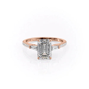 The Pave Liv Set With A 2.5 Carat Emerald Moissanite