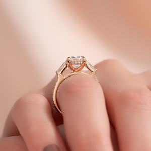 The Pave Liv Set With A 2 Carat Elongated Cushion Lab Diamond