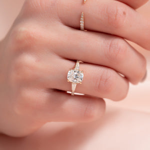 The Pave Liv Set With A 2 Carat Elongated Cushion Lab Diamond