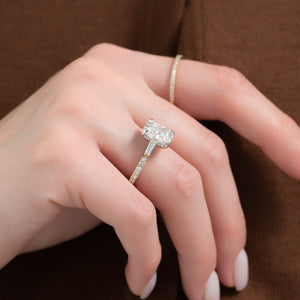 The Pave Liv Set With A 2.5 Carat Elongated Cushion Lab Diamond