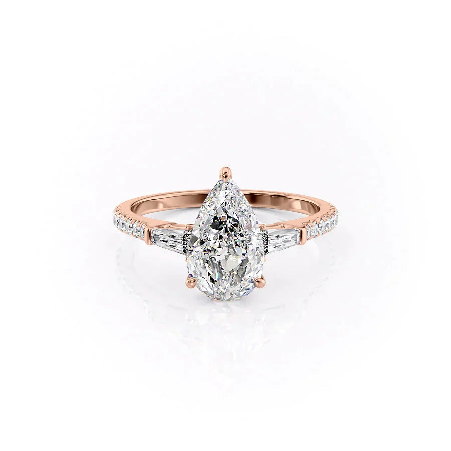 The Pave Liv Set With A 1.5 Carat Pear Lab Diamond