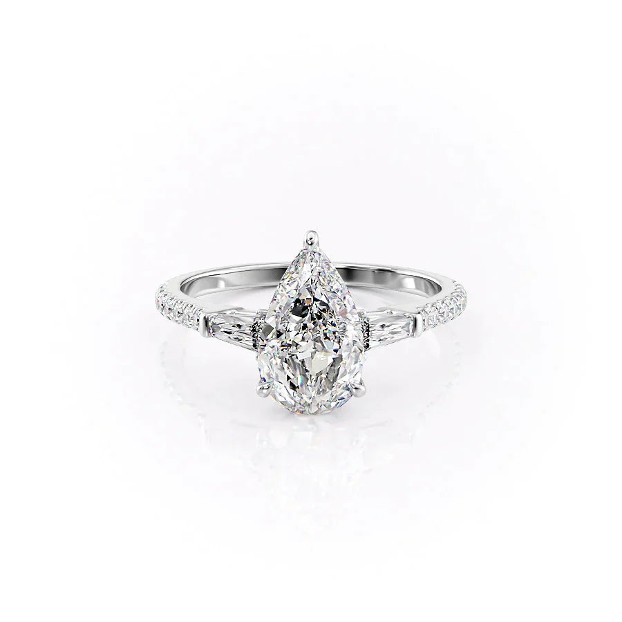 The Pave Liv Set With A 2.5 Carat Pear Lab Diamond
