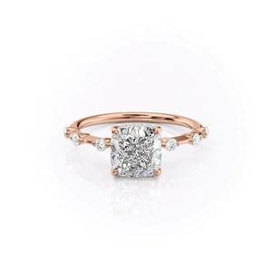 The Hidden Halo Penelope Set With A 4.5 Carat Cushion Moissanite
