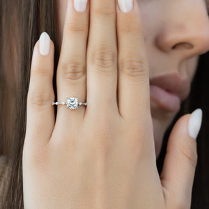 The Hidden Halo Penelope Set With A 2 Carat Cushion Lab Diamond