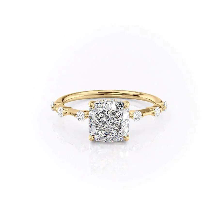The Hidden Halo Penelope Set With A 2.5 Carat Cushion Moissanite