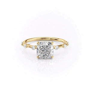 The Hidden Halo Penelope Set With A 1.5 Carat Cushion Moissanite