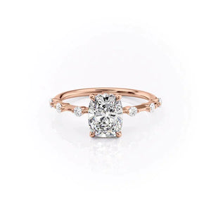 The Hidden Halo Penelope Set With A 1.5 Carat Elongated Cushion Moissanite