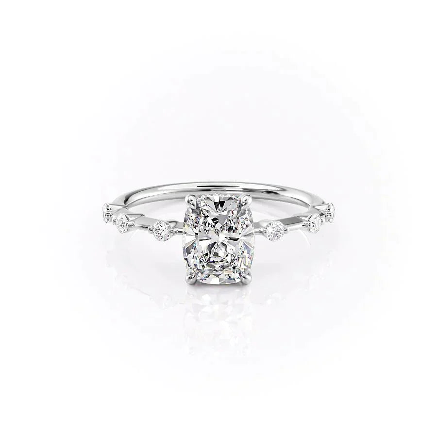 The Hidden Halo Penelope Set With A 1.5 Carat Elongated Cushion Lab Diamond