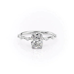 The Hidden Halo Penelope Set With A 1.5 Carat Elongated Cushion Lab Diamond