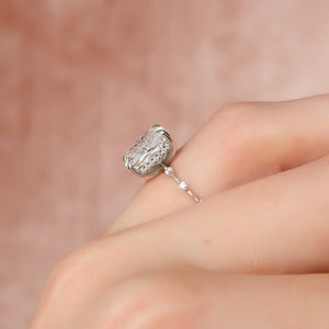 The Hidden Halo Penelope Set With A 2 Carat Elongated Cushion Lab Diamond