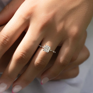 The Hidden Halo Penelope Set With A 2 Carat Elongated Cushion Lab Diamond