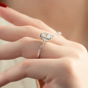 The Hidden Halo Penelope Set With A 2 Carat Elongated Cushion Lab Diamond