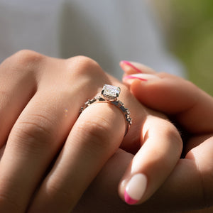 The Hidden Halo Penelope Set With A 2 Carat Elongated Cushion Lab Diamond