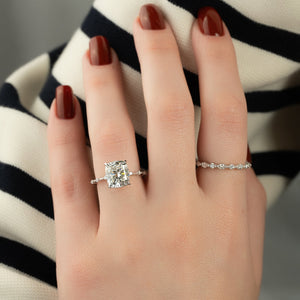 The Hidden Halo Penelope Set With A 2 Carat Elongated Cushion Lab Diamond