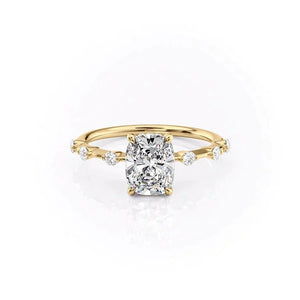 The Hidden Halo Penelope Set With A 1 Carat Elongated Cushion Lab Diamond
