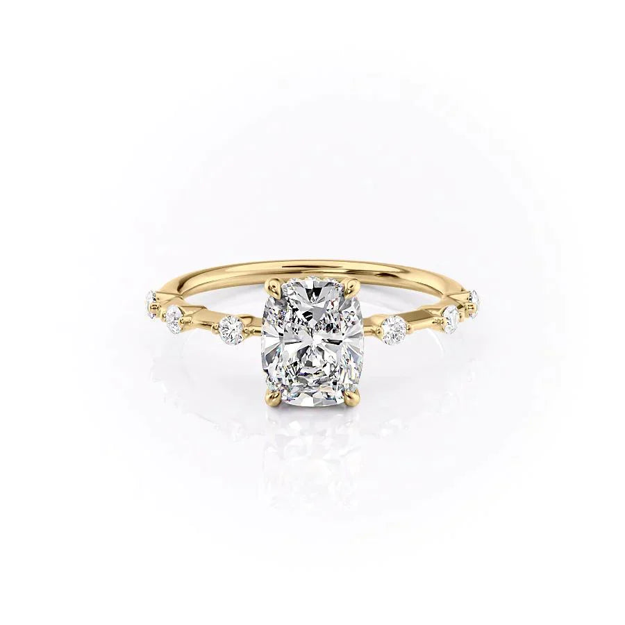 The Hidden Halo Penelope Set With A 1.5 Carat Elongated Cushion Lab Diamond