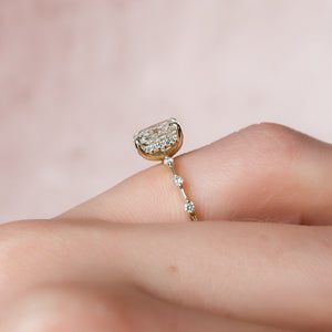 The Hidden Halo Penelope Set With A 2 Carat Elongated Cushion Lab Diamond