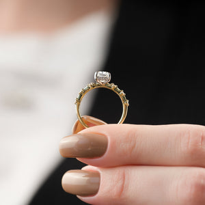 The Hidden Halo Penelope Set With A 2 Carat Elongated Cushion Lab Diamond