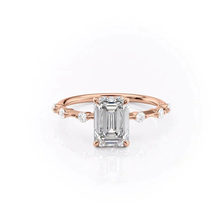 The Hidden Halo Penelope Set With A 2.5 Carat Emerald Moissanite