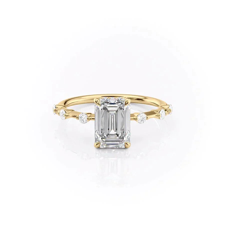 The Hidden Halo Penelope Set With A 3 Carat Emerald Lab Diamond