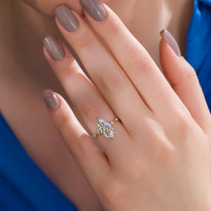 The Hidden Halo Penelope Set With A 1 Carat Marquise Lab Diamond
