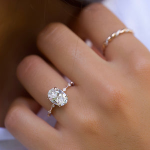 The Hidden Halo Penelope Set With A 2 Carat Oval Lab Diamond