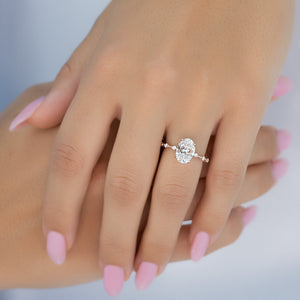 The Hidden Halo Penelope Set With A 2 Carat Oval Lab Diamond