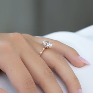 The Hidden Halo Penelope Set With A 2 Carat Oval Lab Diamond