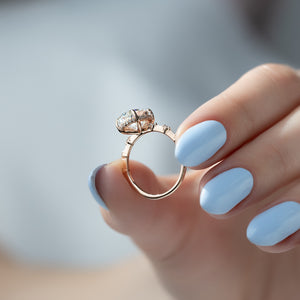 The Hidden Halo Penelope Set With A 2 Carat Oval Lab Diamond