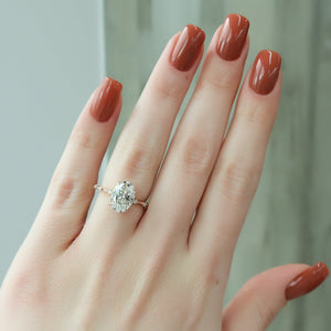 The Hidden Halo Penelope Set With A 2 Carat Oval Lab Diamond
