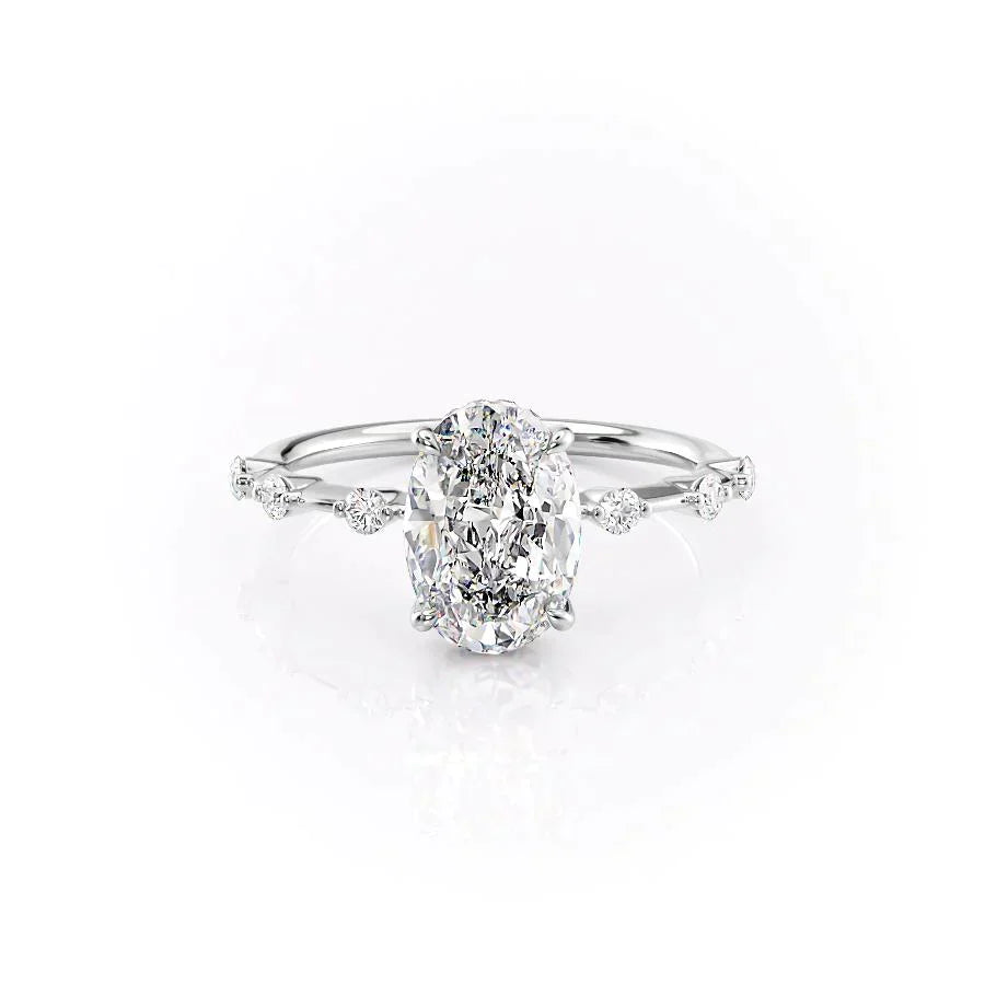 The Hidden Halo Penelope Set With A 3.5 Carat Oval Moissanite