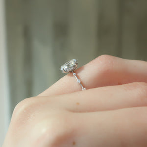 The Hidden Halo Penelope Set With A 2 Carat Oval Lab Diamond
