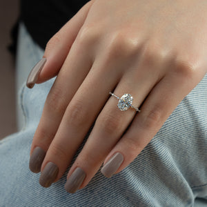 The Hidden Halo Penelope Set With A 2 Carat Oval Lab Diamond