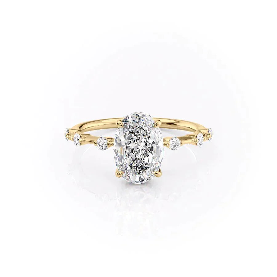 The Hidden Halo Penelope Set With A 1.5 Carat Oval Moissanite
