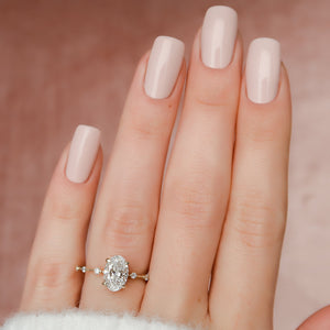 The Hidden Halo Penelope Set With A 2 Carat Oval Lab Diamond