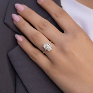The Hidden Halo Penelope Set With A 2 Carat Oval Lab Diamond