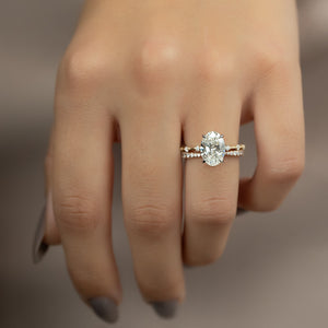The Hidden Halo Penelope Set With A 2 Carat Oval Lab Diamond