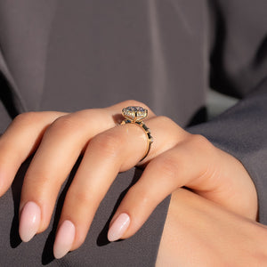 The Hidden Halo Penelope Set With A 2 Carat Oval Lab Diamond
