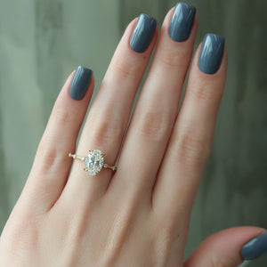 The Hidden Halo Penelope Set With A 2 Carat Oval Lab Diamond