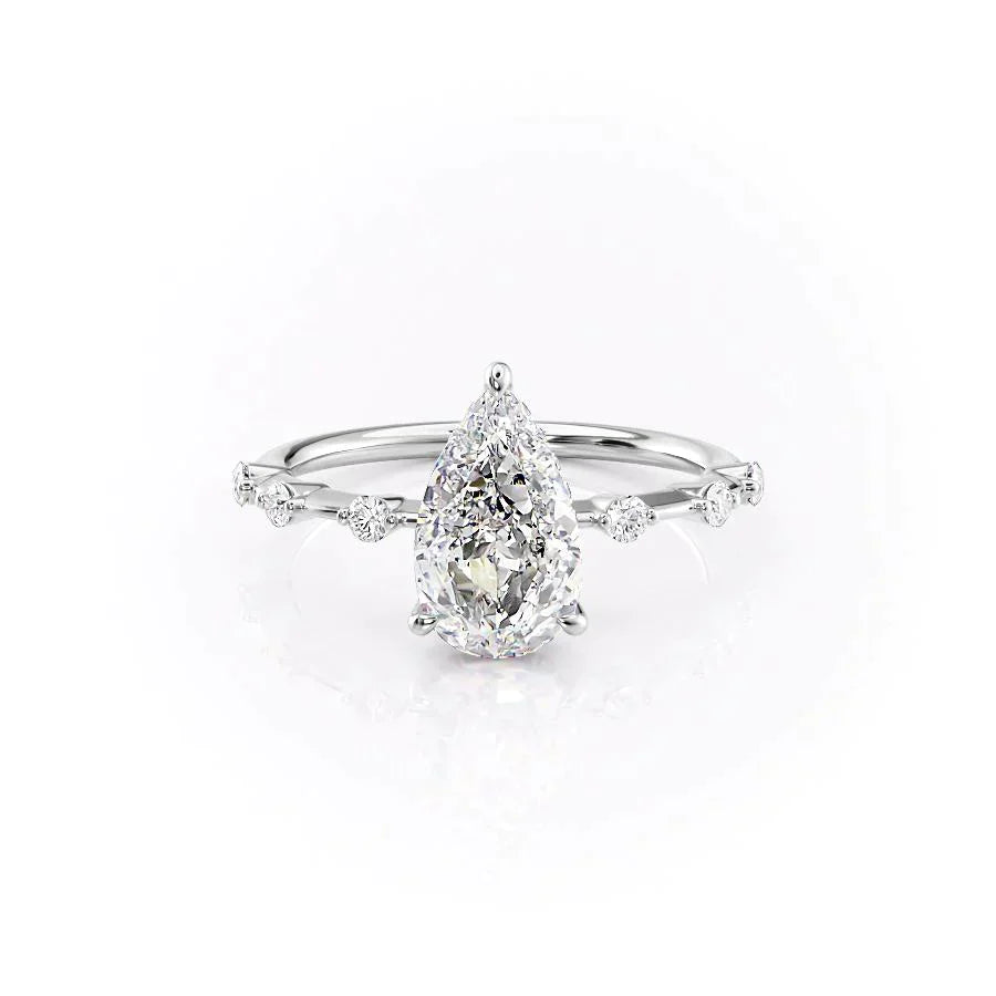 The Hidden Halo Penelope Set With A 3.5 Carat Pear Moissanite