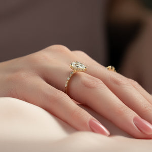 The Hidden Halo Penelope Set With A 3 Carat Pear Lab Diamond