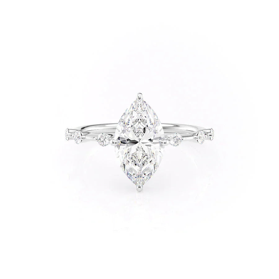 The Hidden Halo Penelope Set With A 1.5 Carat Marquise Moissanite