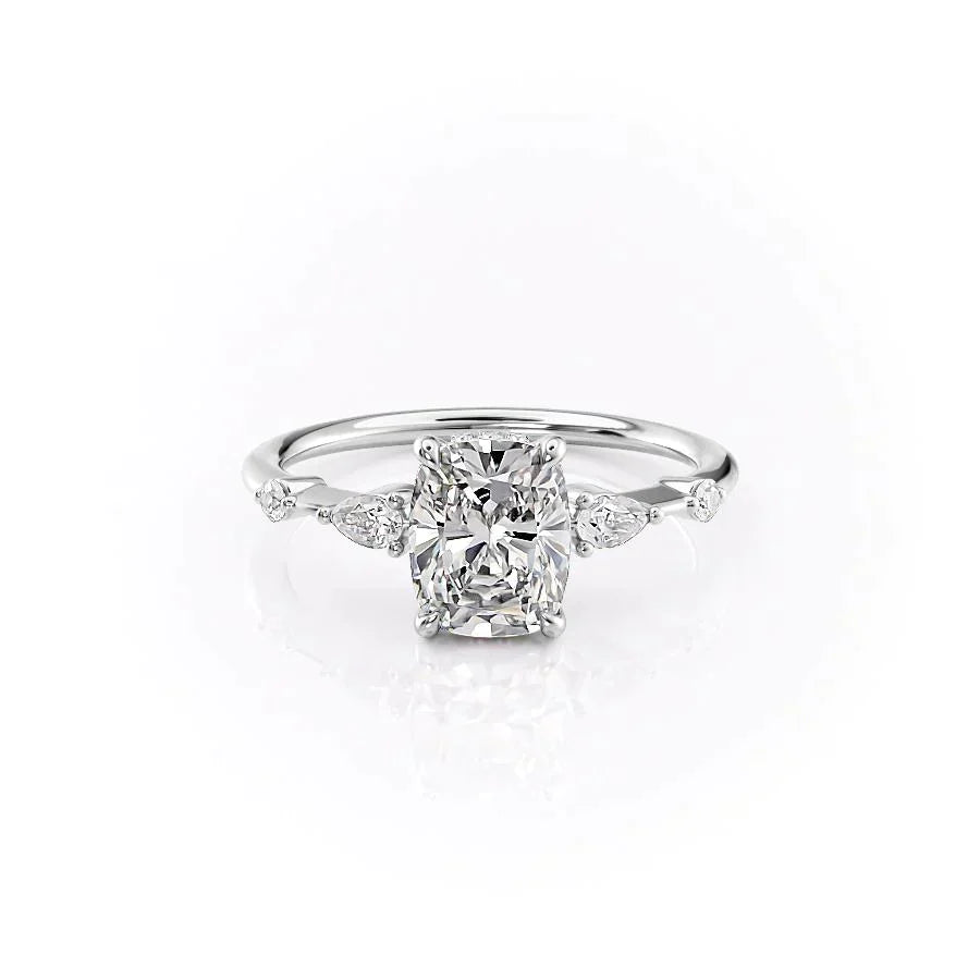 The Naomi Set With A 3 Carat Elongated Cushion Lab Diamond