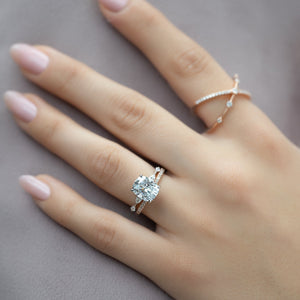The Naomi Set With A 3 Carat Elongated Cushion Lab Diamond