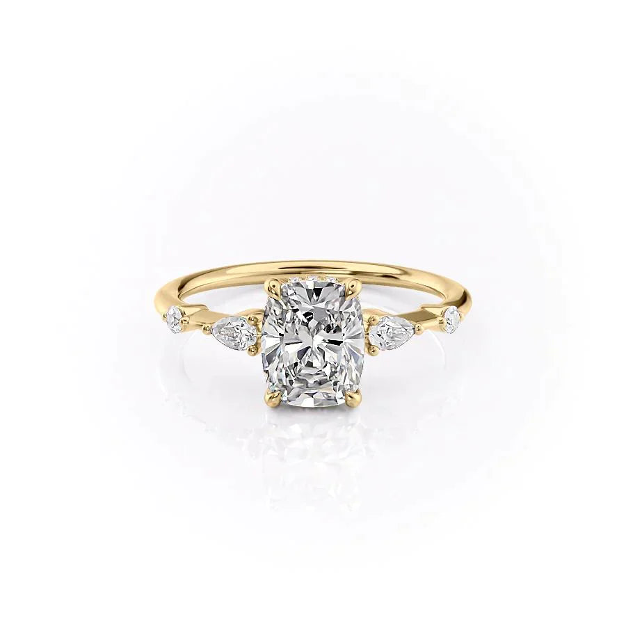 The Naomi Set With A 2 Carat Elongated Cushion Lab Diamond