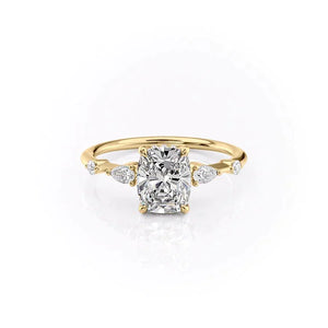 The Naomi Set With A 2.5 Carat Elongated Cushion Lab Diamond